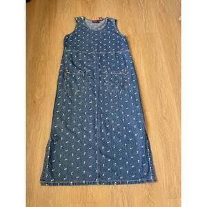 Vintage DENIM & CO WOMENS JEAN DRESS 100% COTTON - SIZE Large